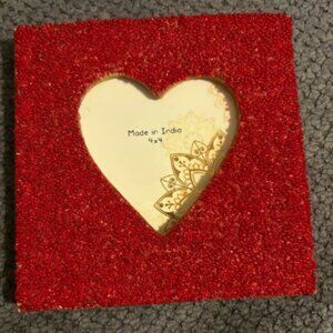 Cute Red Heart Picture Frame 4x4 Wood Great Quality